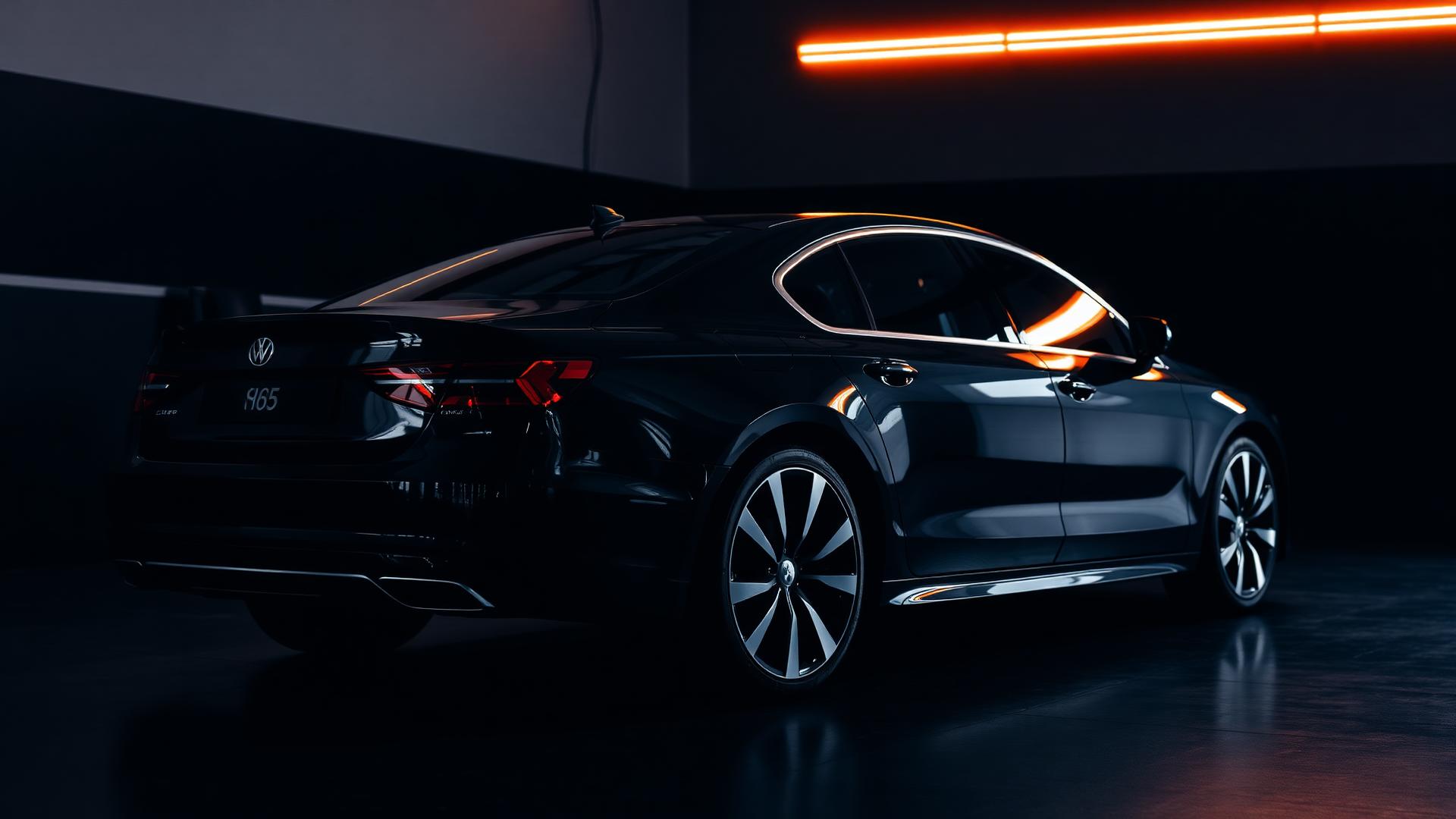 Pristine dark saloon car in the High Detail preparation studio
